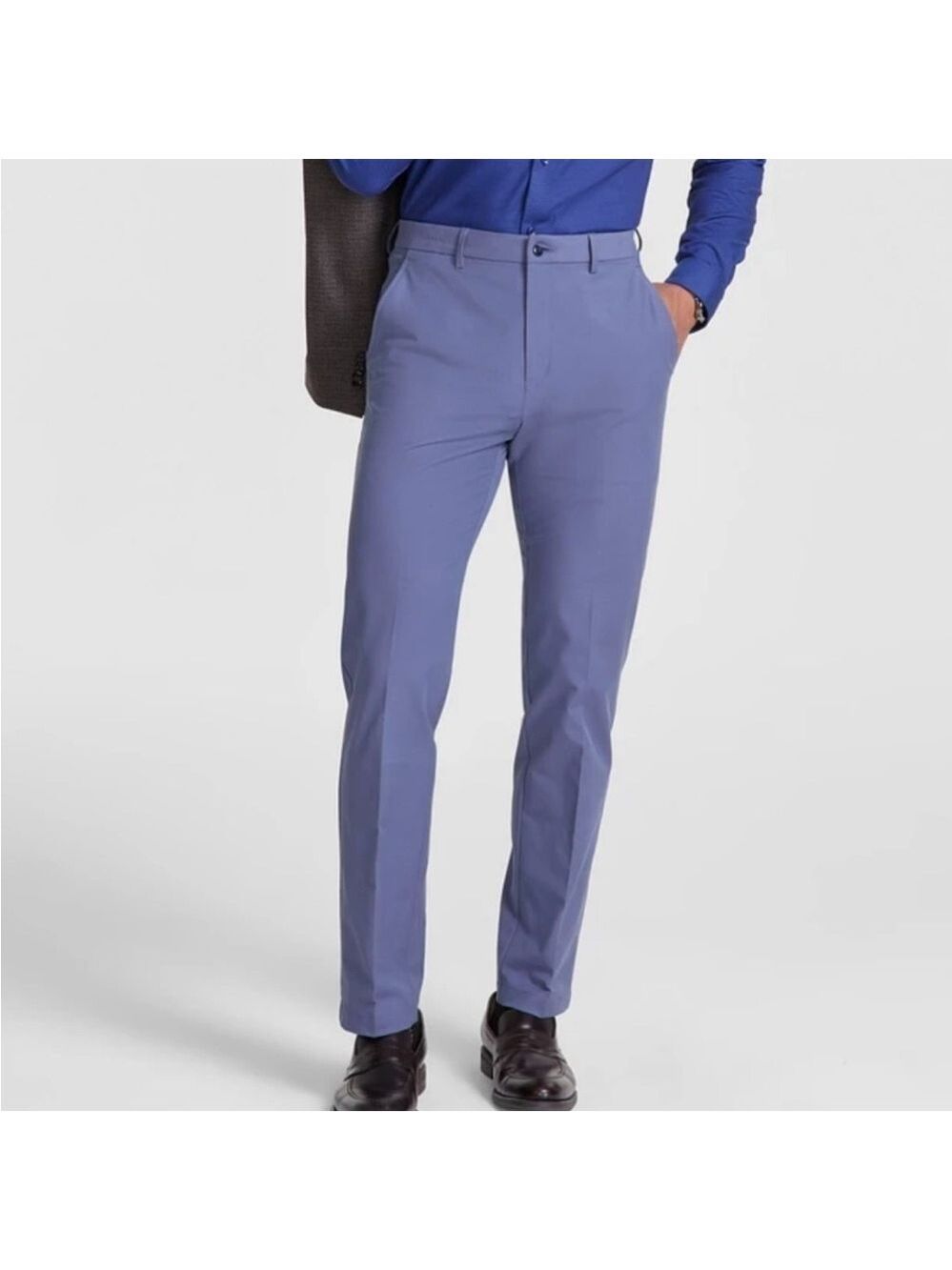 Michael Kors Men's Ash Blue Cotton Stretch Classic Fit Suit Dress Pants